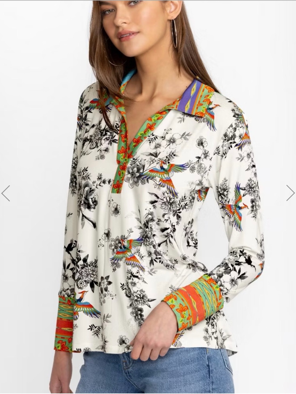 Johnny Was Dreamer Garden Split Front Henley Tunic